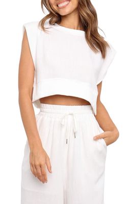 Petal & Pup Whitley Padded Shoulder Crop Top in White
