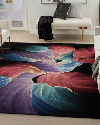 Petals in Black Hand-Tufted Rug, 8' x 10'