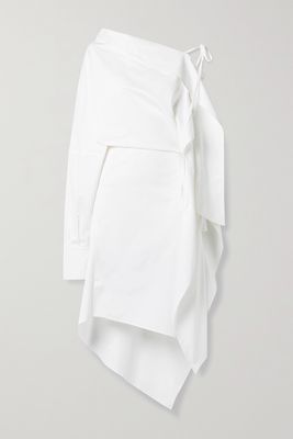 Petar Petrov - Aaber One-sleeve Draped Cotton And Silk-blend Poplin Midi Dress - White
