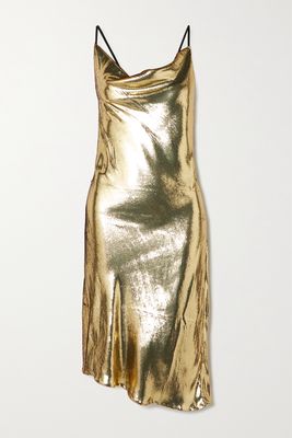 Petar Petrov - Alena Draped Metallic Lamé Midi Dress - Gold