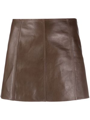 Petar Petrov patent leather straight miniskirt - Brown