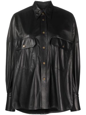 Petar Petrov press-stud patent leather shirt - Black