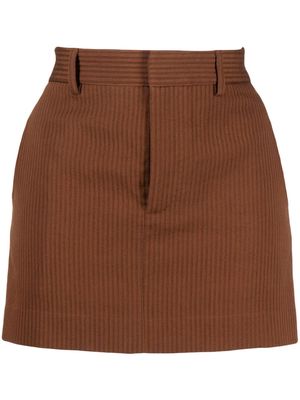 Petar Petrov stripe-print thigh-length skirt - Brown
