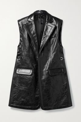 Peter Do - Belted Crinkled-leather Vest - Black