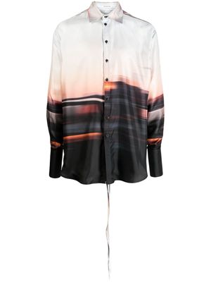 Peter Do Blurred City convertible silk shirt - Multicolour