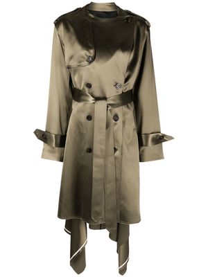 Peter Do collarless double-breasted trench coat - Green
