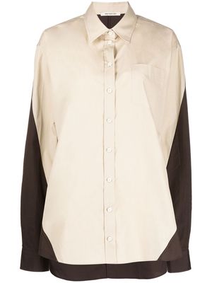 Peter Do colour-block cotton shirt - Brown