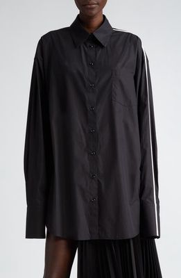 Peter Do Contrast Stripe Cotton Button-Up Shirt in Black