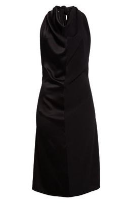 Peter Do Mixed Finish Sleeveless Halter Dress in Black 