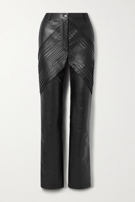 Peter Do - Paneled Leather Straight-leg Pants - Black