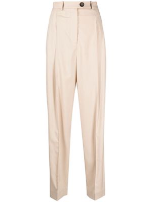 Peter Do pleat-detailing button-fastening tapered trousers - Neutrals