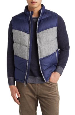 Peter Millar Alpine Merino Wool Mixed Media Vest in Navy/Gale Grey