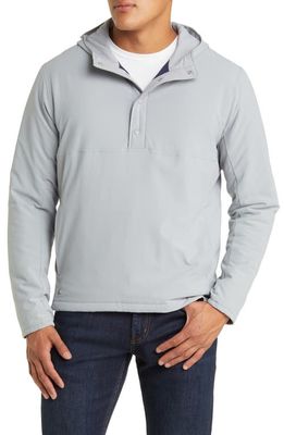 Peter Millar Approach Half Placket Hooded Pullover Jacket in Gale Grey