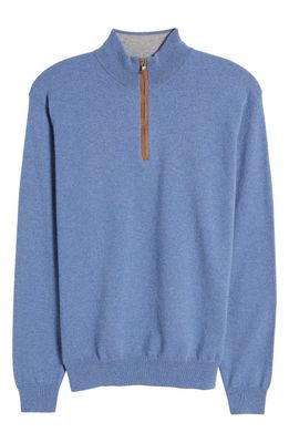 Peter Millar Artisan Crafted Flex Cashmere Quarter Zip Pullover Sweater in Vintage Indigo