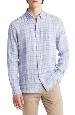 Peter Millar Beachwood Linen Button-Down Shirt in Blue Sound