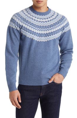 Peter Millar Brunhall Fair Isle Wool & Cashmere Crewneck Sweater in Vintage Indigo