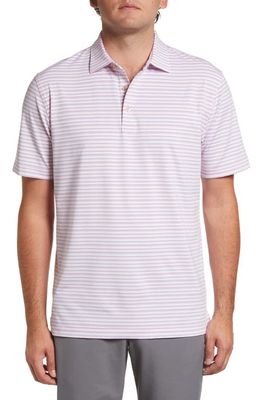 Peter Millar Captain Stripe Performance Polo Shirt in Coral Crush