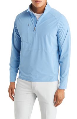 Peter Millar Crafted Flex Adapt Wind Cheater Half Zip Water Resistant Pullover in Baltic Blue