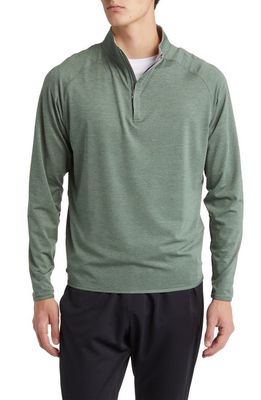 Peter Millar Crafted Stealth Quarter Zip Performance Pullover in Eucalyptus