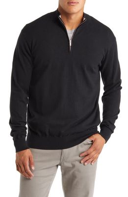 Peter Millar Crest Quarter-Zip Cotton Blend Sweater in Black