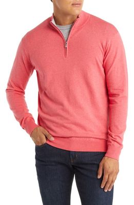 Peter Millar Crest Quarter Zip Cotton Blend Sweater in Cape Red