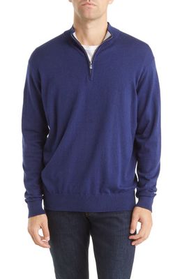 Peter Millar Crest Quarter-Zip Cotton Blend Sweater in Navy