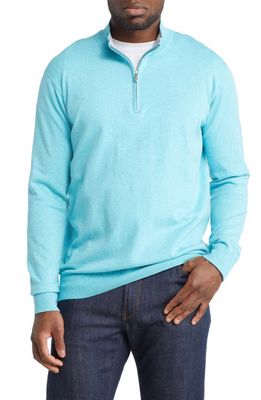 Peter Millar Crest Quarter Zip Cotton Blend Sweater in Radiant Blue