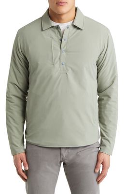 Peter Millar Crown Crafted Approach Water Resistant Insulated Snap Long Sleeve Polo in Herb