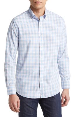 Peter Millar Crown Crafted Bakers Performance Long Sleeve Poplin Sport Shirt in Channel Blue