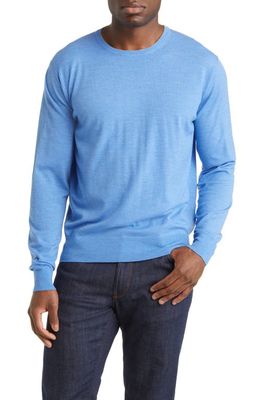Peter Millar Crown Crafted Excursionist Flex Wool Blend Crewneck Sweater in Marina Blue