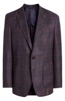 Peter Millar Crown Crafted Luton Plaid Wool & Silk Blend Sport Coat in Merlot