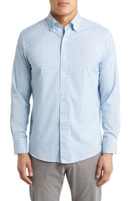 Peter Millar Crown Crafted Rampart Check Button-Down Performance Shirt in Blue Frost