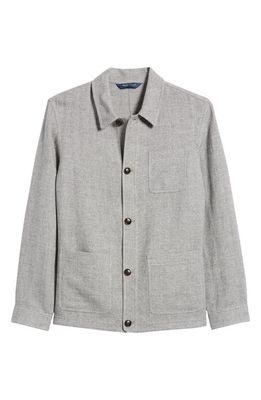 Peter Millar Crown Crafted Strassed Herringbone Linen & Cashmere Shirt Jacket in Gale Grey