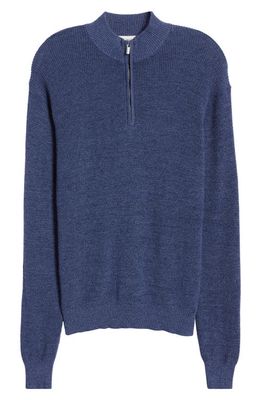 Peter Millar Crown Kitts Quarter-Zip Cotton Blend Sweater in Nordic Blue