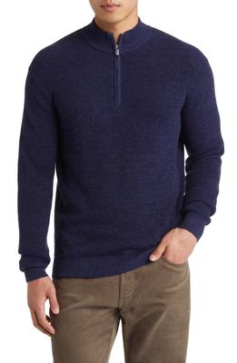 Peter Millar Crown Kitts Twisted Quarter-Zip Supima Cotton Sweater in Navy