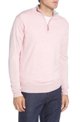 Peter Millar Crown Soft Wool Blend Quarter Zip Sweater in Palmer Pink