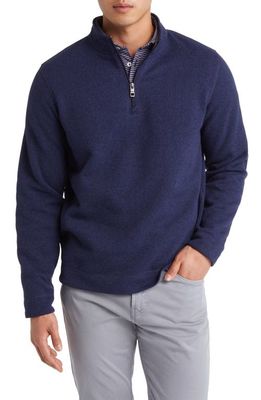 Peter Millar Crown Sweater Fleece Quarter Zip Pullover in Navy