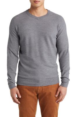 Peter Millar Dover High V-Neck Wool Sweater in Gale Grey