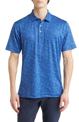 Peter Millar Fish Camo Performance Jersey Polo in Starboard Blue