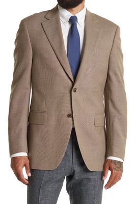 Peter Millar Flynn Basket Weave Solid Wool Blazer Jacket in Tan