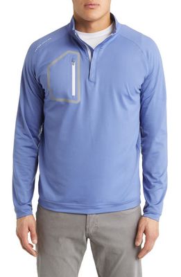Peter Millar Forge Performance Quarter Zip Pullover in Port Blue