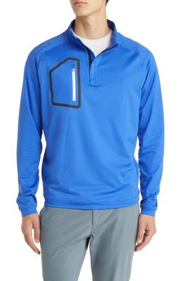 Peter Millar Forge Performance Quarter Zip Pullover in Sapphire