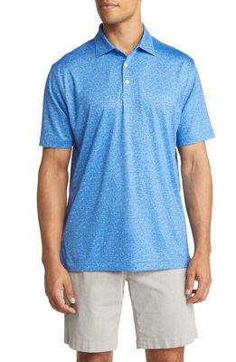 Peter Millar Gameday Print Performance Polo in Blue Poppy