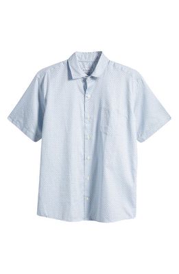 Peter Millar Hank Woven Short Sleeve Button-Up Shirt in Twilight Blue
