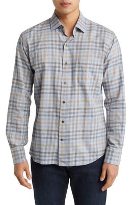 Peter Millar Hill Point Check Button-Up Shirt in British Grey