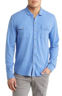 Peter Millar Lava Wash Cotton Jersey Shirt in Blue Granite