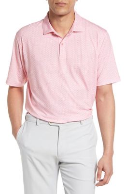 Peter Millar Men's drirelease® Natural Touch Geo Print Performance Polo in Coral Reef