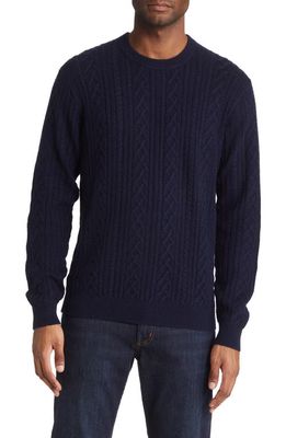 Peter Millar Men's Ridge Cable Wool Blend Sweater in Navy