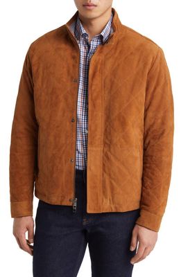 Peter Millar Norfolk Quilted Suede Bomber Jacket in Whiskey