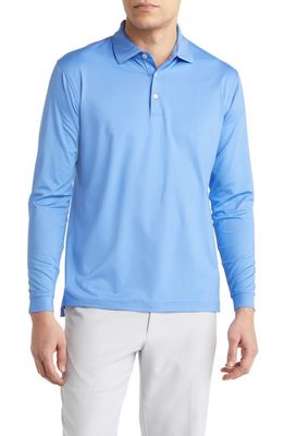Peter Millar Solid Performance Long Sleeve Polo in Maritime